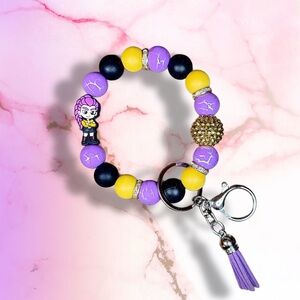 Kpop Demon Hunters Huntrx Rumi Golden Beaded Wristlet Keychain